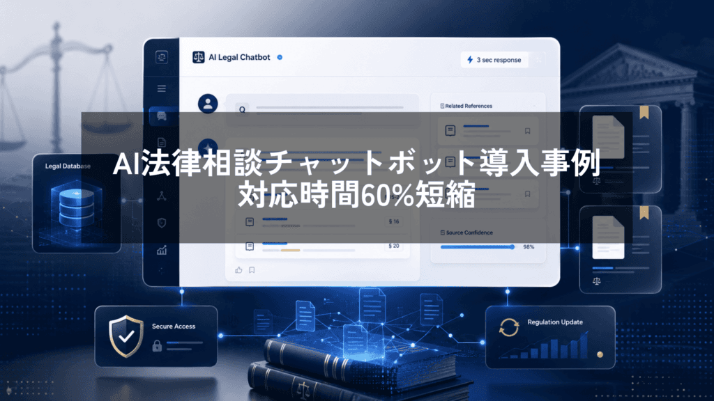 法律業向け AI法律相談チャットボットの導入事例｜LLM活用で問い合わせ対応時間60%短縮・相談件数1.5倍を実現