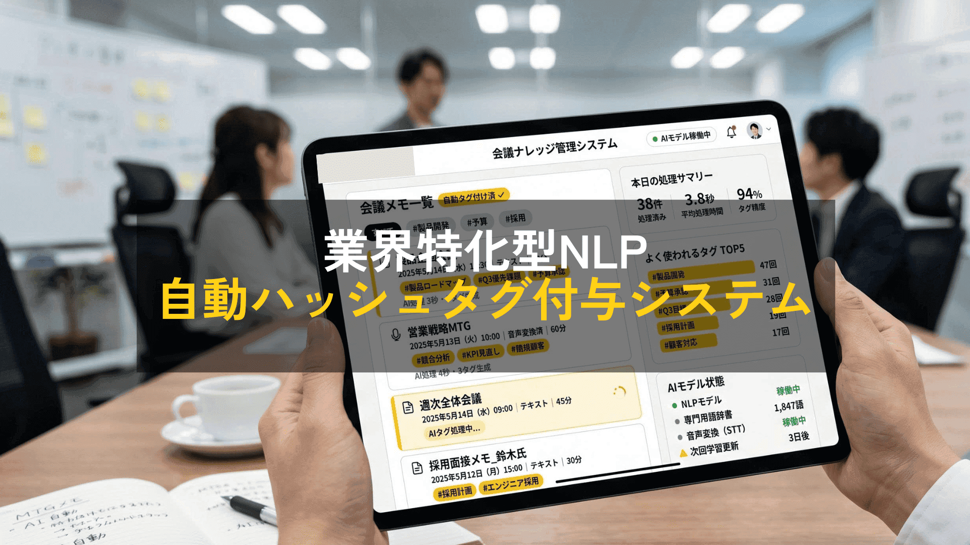 会議録の検索性を根本から変える 業界特化型NLPによる自動ハッシュタグ付与システムの開発
